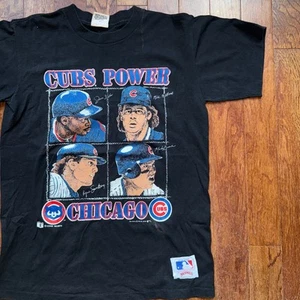 Vintage 1990 Chicago Cubs "Cubs Power" MLB Baseball T-Shirt Size Medium - Picture 1 of 7