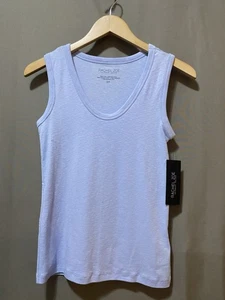 NWT Rachel Zoe Women Sleeveless Scoop Neck Slub Cotton/Modal Tank Top SZ S Blue - Picture 1 of 12