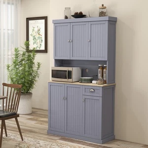 71" Modern Freestanding Kitchen Pantry Cabinet with Adjustable Shelves & Drawer - Picture 1 of 11
