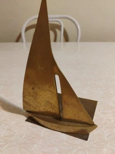 Vintage massives Messing Segelboot 7" hoch gebucht - Bild 1 von 6