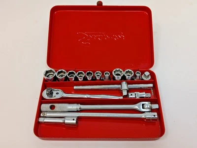 vintage Snap On 1/4" socket set 17 pieces ratchet, sockets,extensions,case - Image 1 of 4