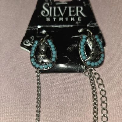 Juego de collar y pendientes de bota de vaquero herradura turquesa Silver Strike Foto 1 de 3