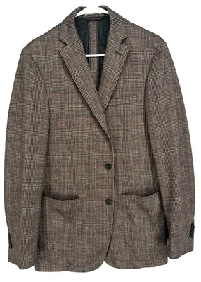 BAR III Sport Coat Size 40L Brown Plaid Slim Fit Patch Pockets NWOT - Image 1 of 4