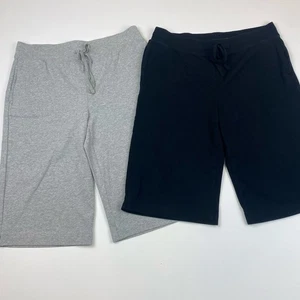 Karen Scott Sport Skimmer Shorts Gray and Black Bundle Elastic Waist Pull On - Picture 1 of 8