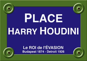 PLAQUE RUE Harry HOUDINI Magie Evasion 30X20 ALU NEUF - Foto 1 di 1
