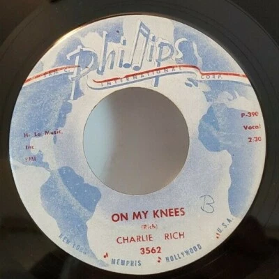 Charlie Rich  ON MY KNEES / STAY (ROCKABILLY 45) #3562  PLAYS VG+ TO VG++ - Image 1 of 4