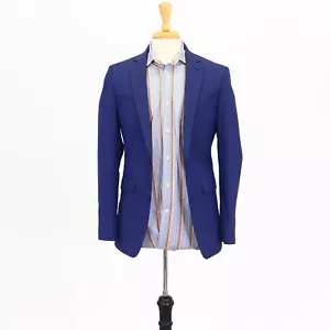APT 9 36R Blue Sport Coat Blazer Jacket Solid 2B Polyester - Picture 1 of 11
