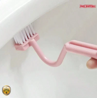 1pc V-Shaped Toilet Brush - Rotatable, No-Dead-Angle, Curved Fit, Wall Hang - Image 1 of 4