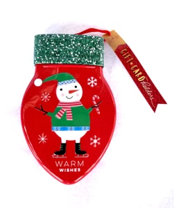 Christmas Ornament Metal Gift Card Holder Snowman Warm Wishes 6 in x 3 3/4 in - Picture 1 of 2