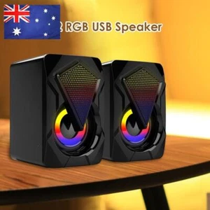 X2 RGB Computer Speakers USB Powered 3Wx2 Bass Speakers for Desktop Laptop PC - Afbeelding 1 van 6