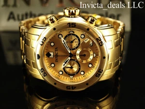 Invicta Men's 48mm PRO DIVER Scuba Chronograph Gold Dial 18K Gold Plated Watch - Picture 1 of 12