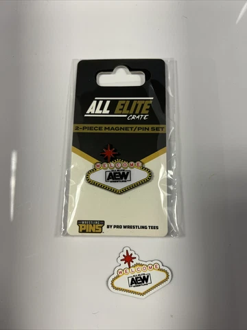 AEW Lapel Pin and Magnet - Welcome to Las Vegas - Exclusive All Elite Crate 2023 Cover