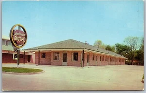 Postal cromada antigua de colección Fremont Nebraska NE Landmark Motel años 50 - Imagen 1 de 2