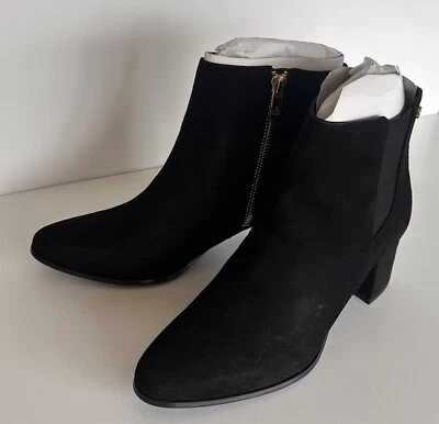 Calvin Klein Black FISA KIDSUEDE Block Heel Side Zipper Stretch Boots Size 7.5 - Image 1 of 4