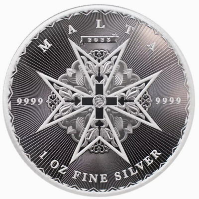 Silbermünze 1 Oz Silber 9999 Malta Kreuz Cross 2023 5 Euro Malta  ST / BU • 34.99€