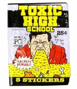 1992 Toxic High School Tarjetas coleccionables paquete de cera vintage retro para niños juguetes goma NUEVO - Imagen 1 de 1