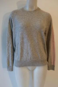 NWT Womens Minnie Rose Gray Pink Yellow Mesh Panel Sleeves Cashmere Sweater M * - Picture 1 of 5