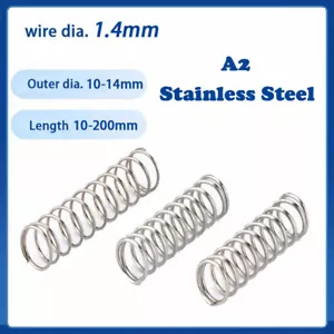 1.4mm Wire Dia Compression Spring 10-14mm Dia 10-200mm Length A2 Stainless Steel - Picture 1 of 17