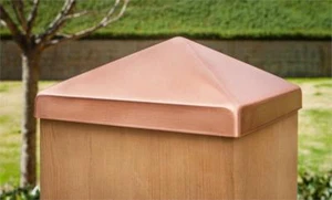 6x6 Solid Copper Pyramid Fence Post Cap (5 1/2" x 5 1/2" - Picture 1 of 5