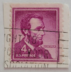Franqueo de Estados Unidos ~ Abraham Lincoln ~ 4¢ sello púrpura ~ usado/publicado ~ c.1954-18 - Imagen 1 de 6