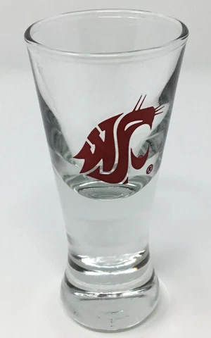 4 1/8" Washington State Cougars University Souvenir Shot Glass Clear Glass Cover