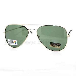 Polarized Lens Pilot Sunglasses Thin Metal Frame Classic Shades Gold - Picture 1 of 5