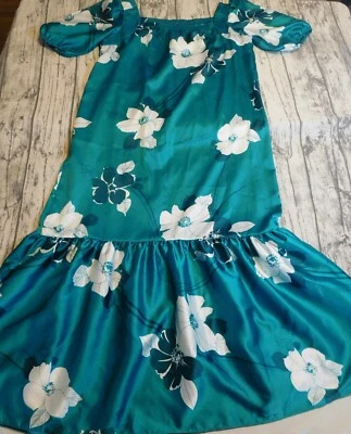 VESTIDO HAWAIANO DE COLECCIÓN MUUMUU SEARS AÑOS 60 70 HIBISCO HECHO EN HONG KONG POLI L XL Foto 1 de 4