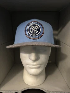New York City Football Club MLS Soccer S/M Size Cap Hat Light Blue Grey Flex - Picture 1 of 7