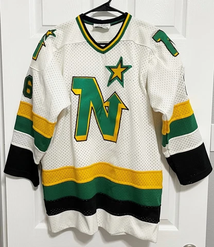 MINNESOTA NORTH STARS 26 Adult Sewn Vintage Mesh White Hockey Jersey L Pederson Cover