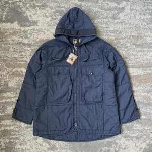 Nigel Cabourn Lybro Quilted Nylon Parka Utility M65 Zip Hood Jacket Navy BNWT 48 - Picture 1 of 12