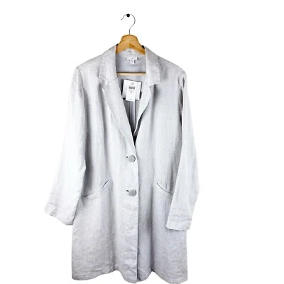 J.Jill Linen Long Line Blazer Gray New Size Medium - Image 1 of 4