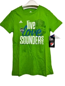 adidas Youth Seattle Sounders Live Love Team T-Shirt GREEN - LARGE (14) - Picture 1 of 4