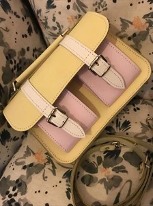 🇬🇧GRAFEA Micro Leather Satchel Yellow Pink Shoulder Bag Spring Colour £110 🎁 - Picture 1 of 6