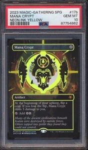 2023 MTG MANA CRYPT NEON INK YELLOW #17B 0017b BORDERLESS FOIL PSA 10! - Picture 1 of 2