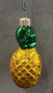 LI’L PINEAPPLE Gold Green NEW Hand Blown Glass Hallmark Christmas Ornament 2000 - Picture 1 of 5