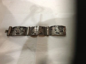 Sterling Silver Aztec Design , Link Bracelet - Picture 1 of 5