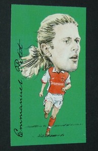 GOLDEN ERA CARD STUBBS FOOTBALL 2001 ARSENAL GUNNERS MANU PETIT FRANCE 1997-2000