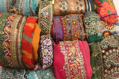 Wholesale Lot Sari Scraps Embellishments Swatch Saree Assorted Fabric SL1 - Image 1 of 3