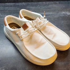 Zapatos Hey Dude Paul de Lona Blancos para Hombres Talla 10 Mocasines Sin Cordones Planos Barco Tenis - Imagen 1 de 8