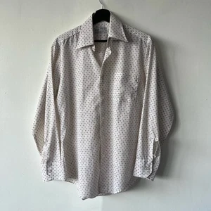 Vintage Sears The Mens Store Dress Shirt Mens Large Perma-Prest White Disco 70 - Picture 1 of 6