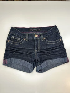JORDACHE Jean Shorts Girls 8 Dark Washed Blue Denim Adjustable Waist Cuffed NWOT - Picture 1 of 6