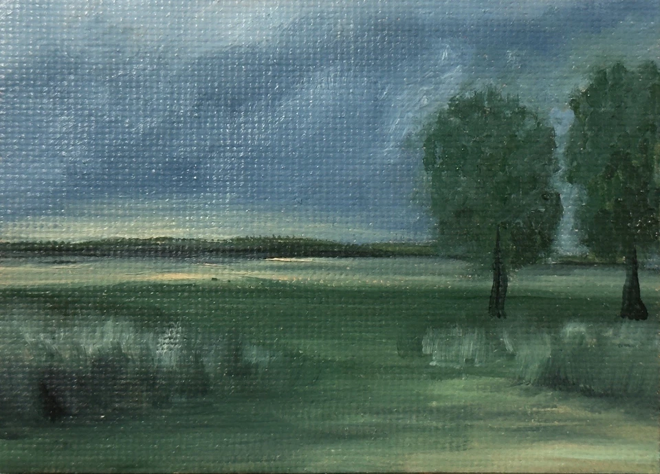 ACEO Original Pintura al Óleo Paisaje ATC Arte Tarjeta Naturaleza Abstracto por Emmer Plaxe Foto 1 de 1