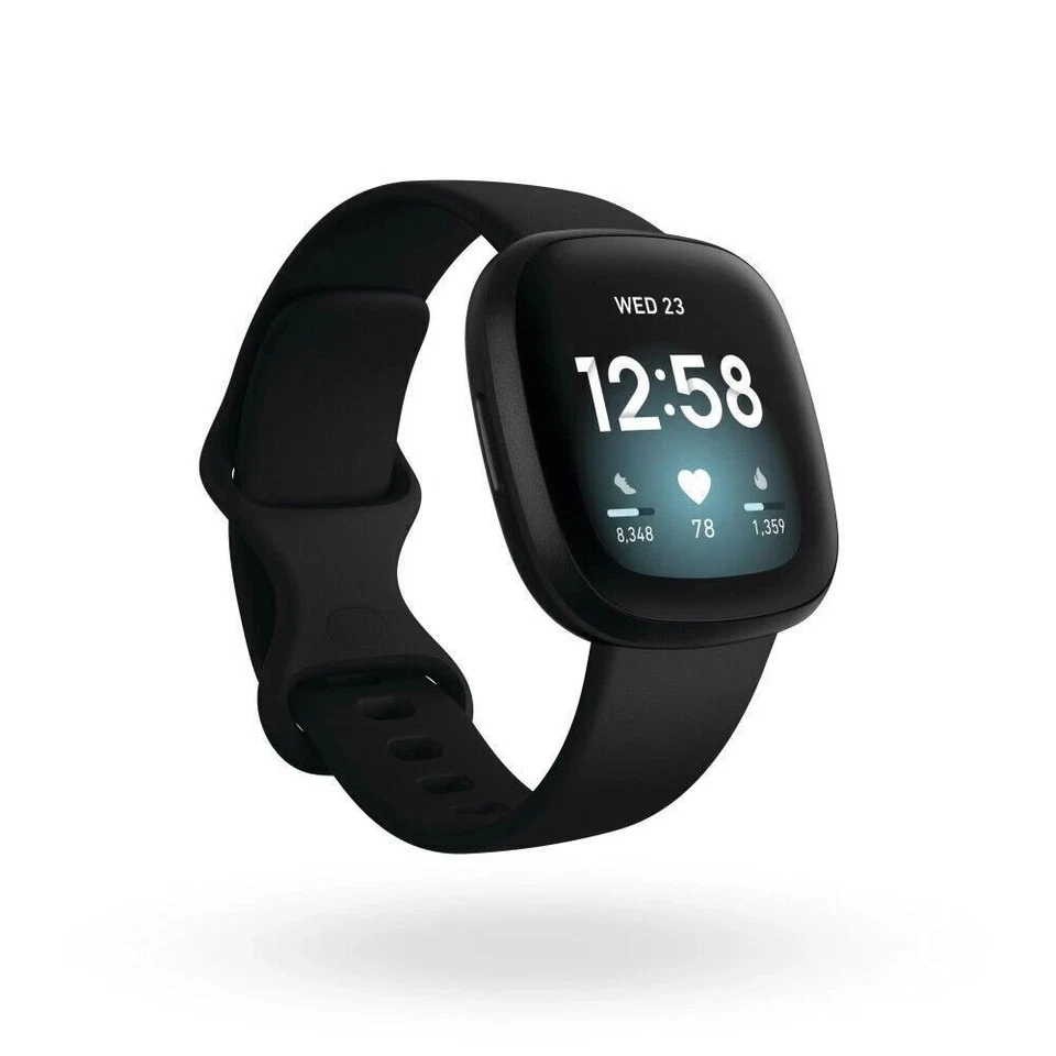 Fitbit Versa 3 Smartwatch GPS Herzfrequenzmessung 40mm Aluminium Schwarz Wie neu - Bild 1 von 1