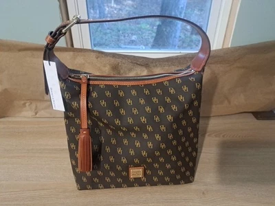 NWT Dooney & Bourke - Paige Sac Shoulder Bag Brown With Logos  - Image 1 of 4