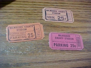 3-DIFF-1950er Milwaukee Braves Milwaukee County Stadion Parktickets ANSEHEN - Bild 1 von 7