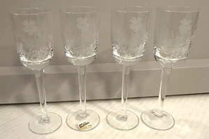 Import Associates Rumänische Blumen Geätzt Kristall Sherry Gläser 4er Set 6" Vintage - Bild 1 von 7