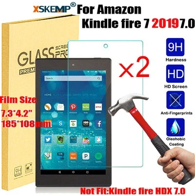 2Pcs For Amazon Kindle fire 7 2017 Genuine Tempered Glass LCD Screen Protector - Image 1 of 4