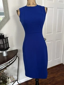 Cobalt Blue Jersey Knit Sleeveless Dress by Calvin Klein Size 2 New with Tags - Picture 1 of 8