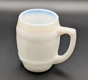 Vintage Glass Toothpick Holder Opalescent White Milk Glass Barrel 2" - Picture 1 of 4