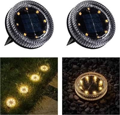 Glass Solar Pathway Lights with Wave Style, Modular-Design Waterproof In-Ground - Image 1 of 4